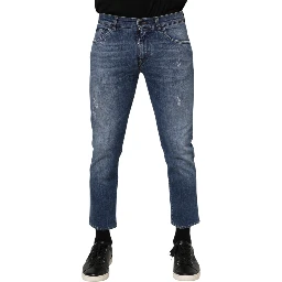 Blue Cotton Logo Plaque Denim Jeans