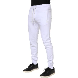 White Cotton Drawstring Jogger Pants