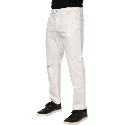 White Cotton Loose Men Denim Jeans