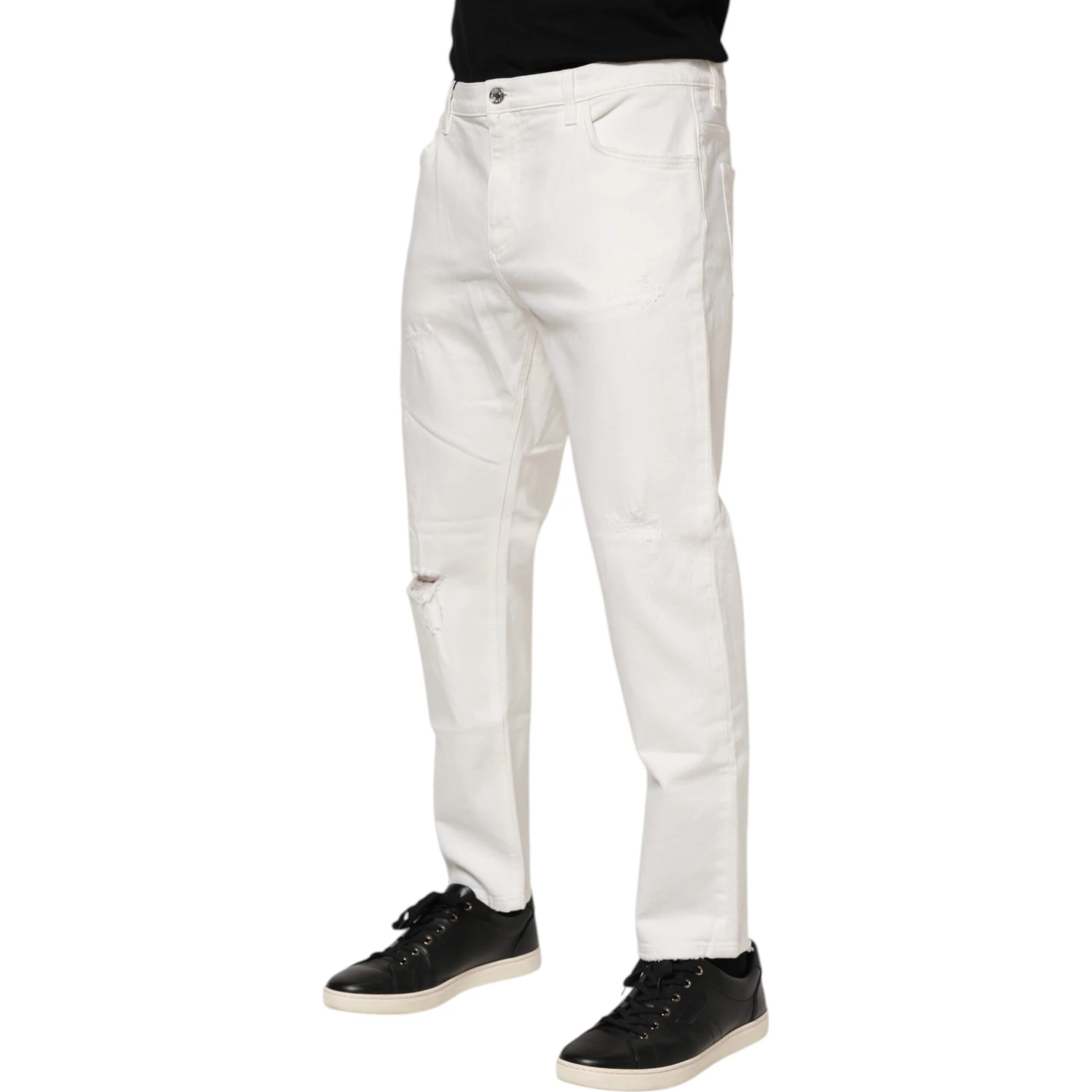 White Cotton Loose Men Denim Jeans
