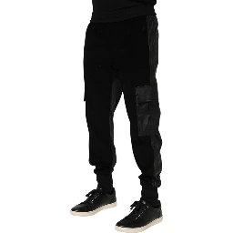 Black Cotton Cargo Men Jogger Pants