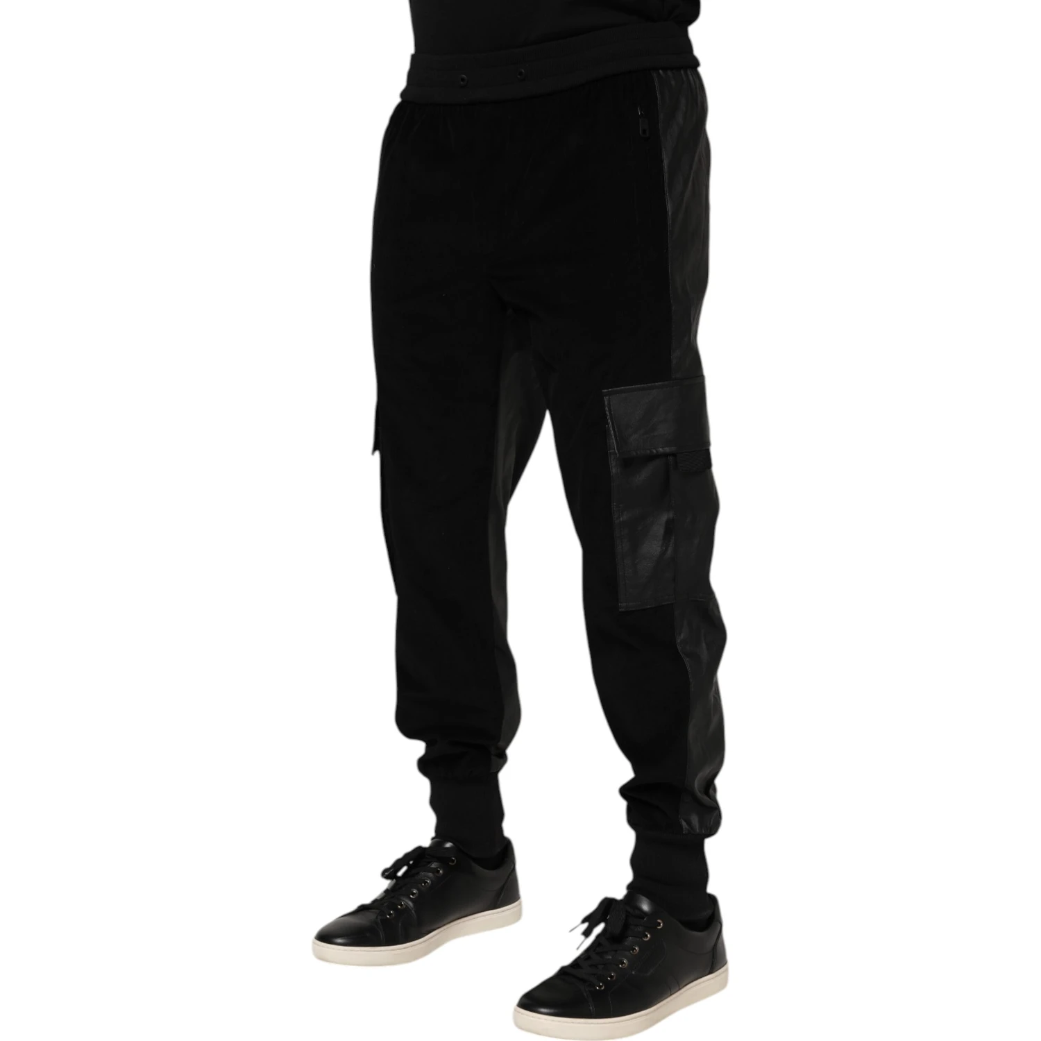 Black Cotton Cargo Men Jogger Pants