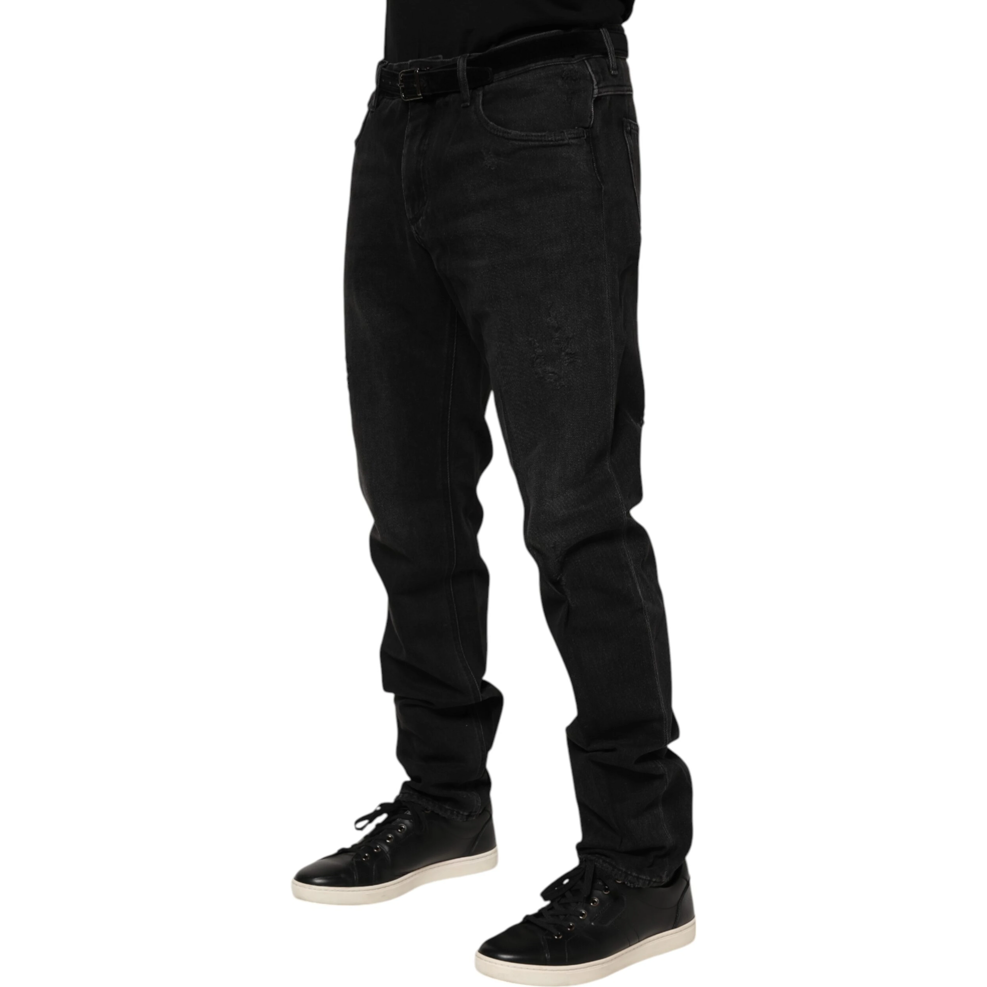 Black Cotton Logo Plaque Skinny Denim Jeans