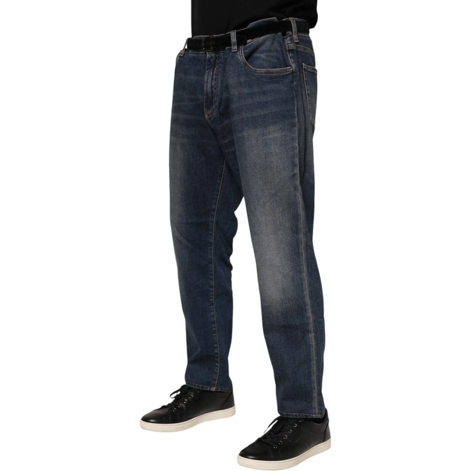 Blue Cotton Logo Plaque Slim Denim Jeans