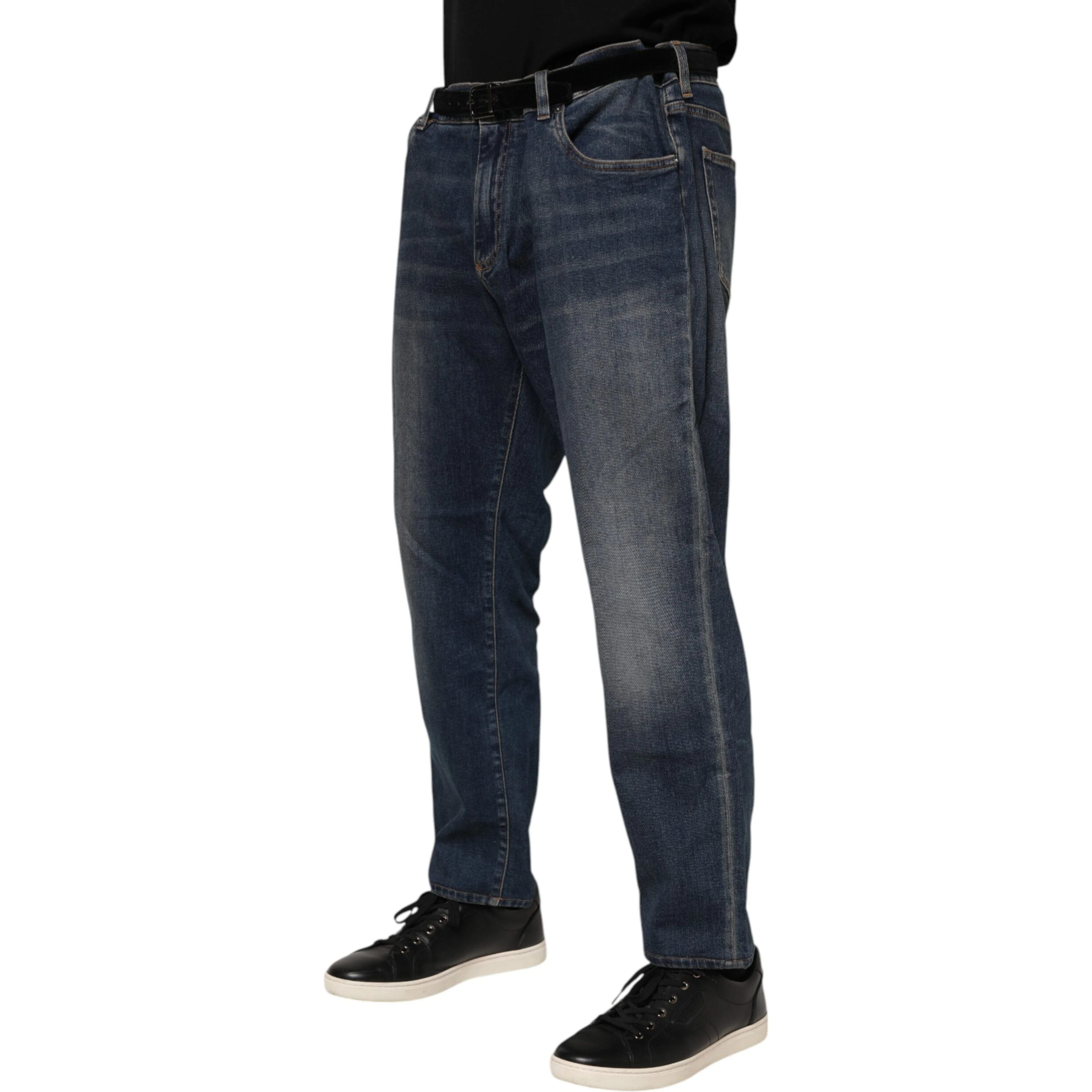 Blue Cotton Logo Plaque Slim Denim Jeans