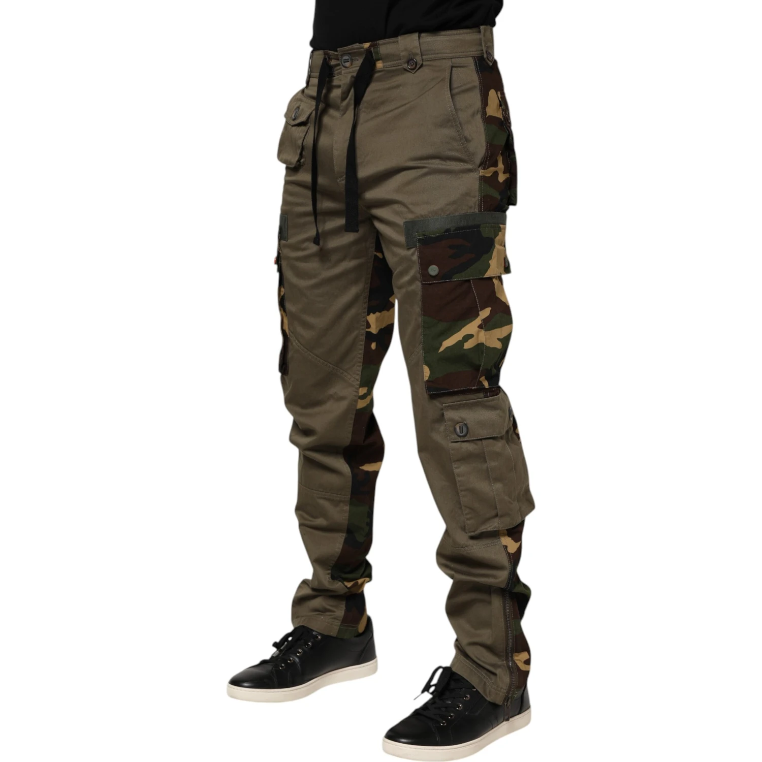 Brown Cotton Camouflage Cargo Pants