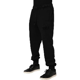 Black Cotton Drawstring Jogger Pants