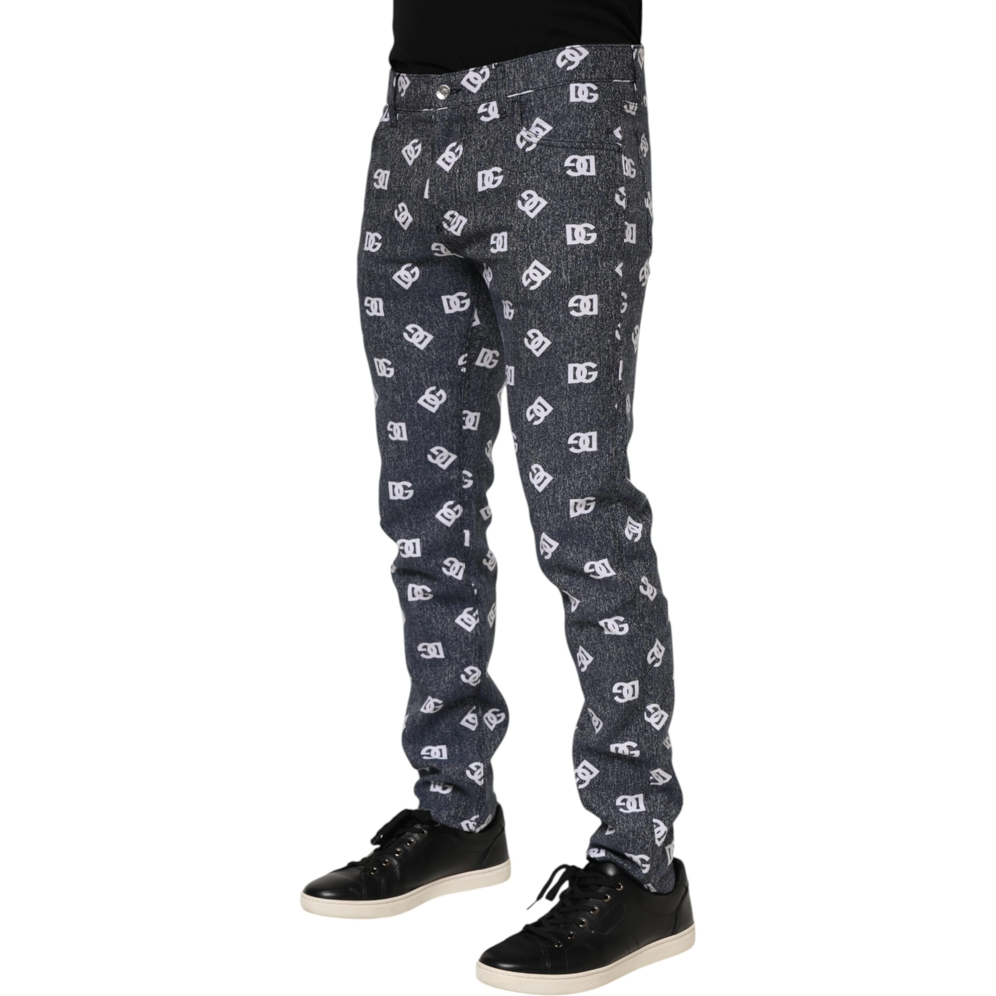 Dark Gray Logo Cotton Skinny Slim Denim Jeans