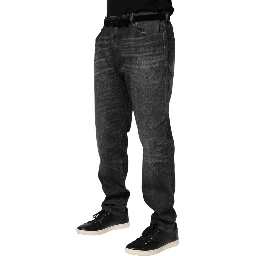 Gray Washed Cotton Loose Denim Jeans