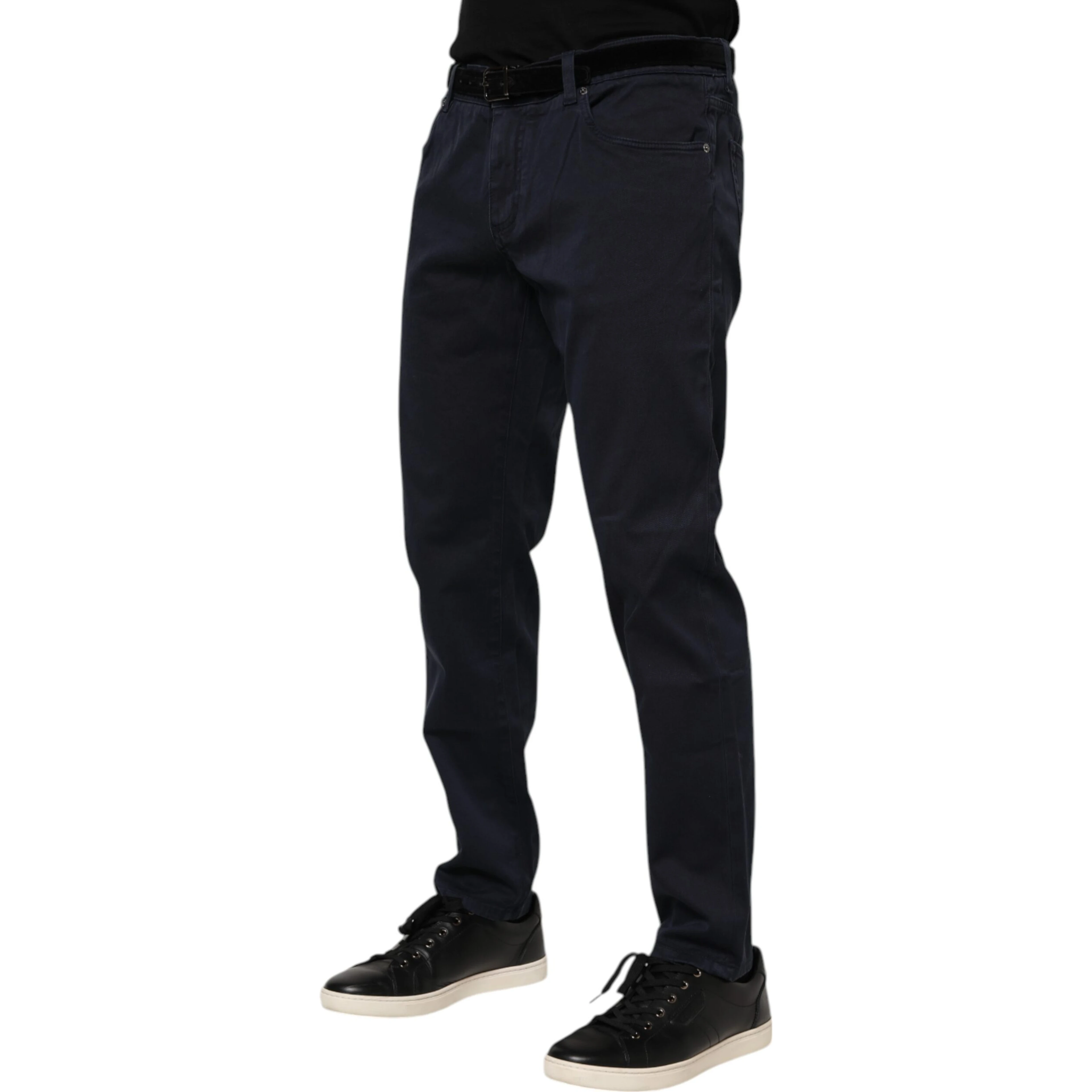 Blue Cotton Tapered Denim Jeans