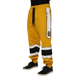 Yellow Cotton Logo Drawstring Jogger Sweatpants Pants