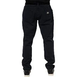 Black Cotton Tapered Denim Jeans