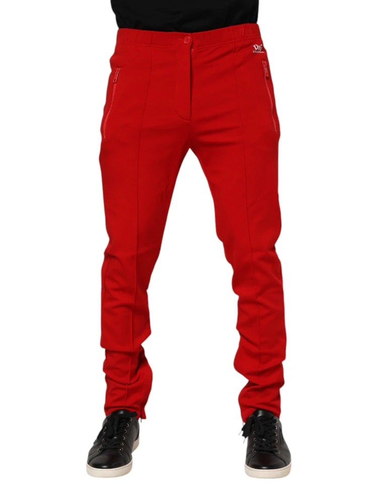 Red Viscose Logo Jogger Men Sweatpants Pants