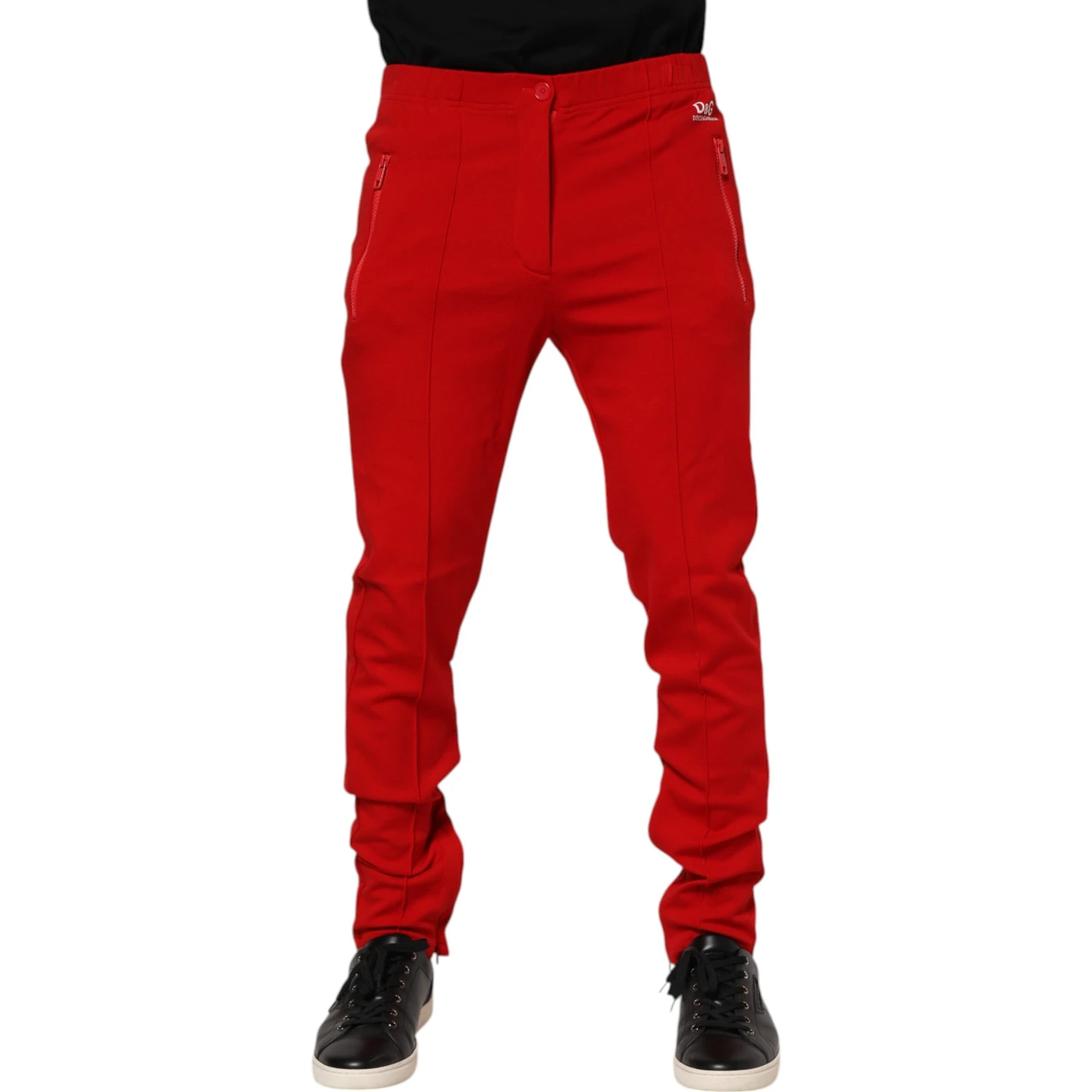 Red Viscose Logo Jogger Men Sweatpants Pants