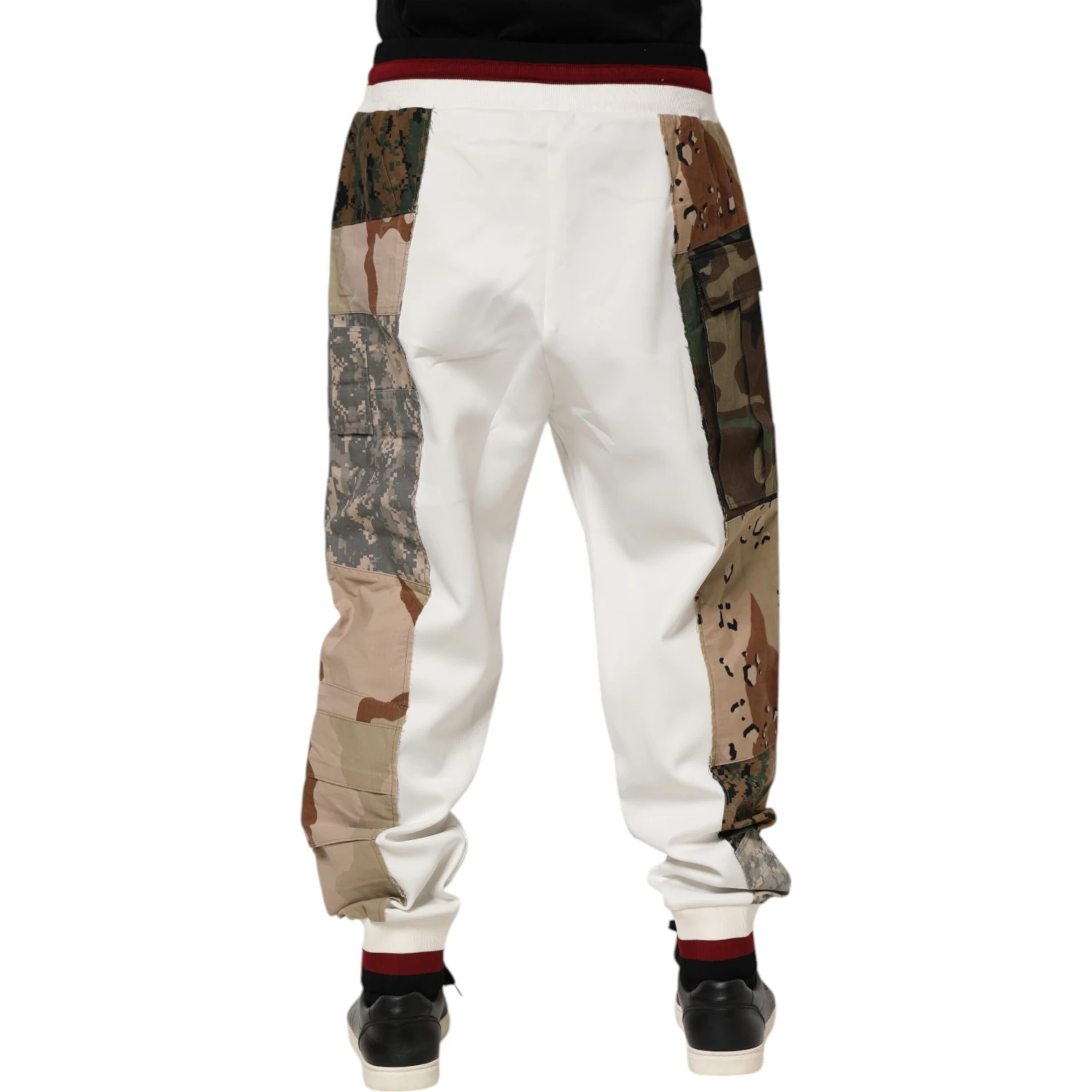 White Patchwork Jogger Pants
