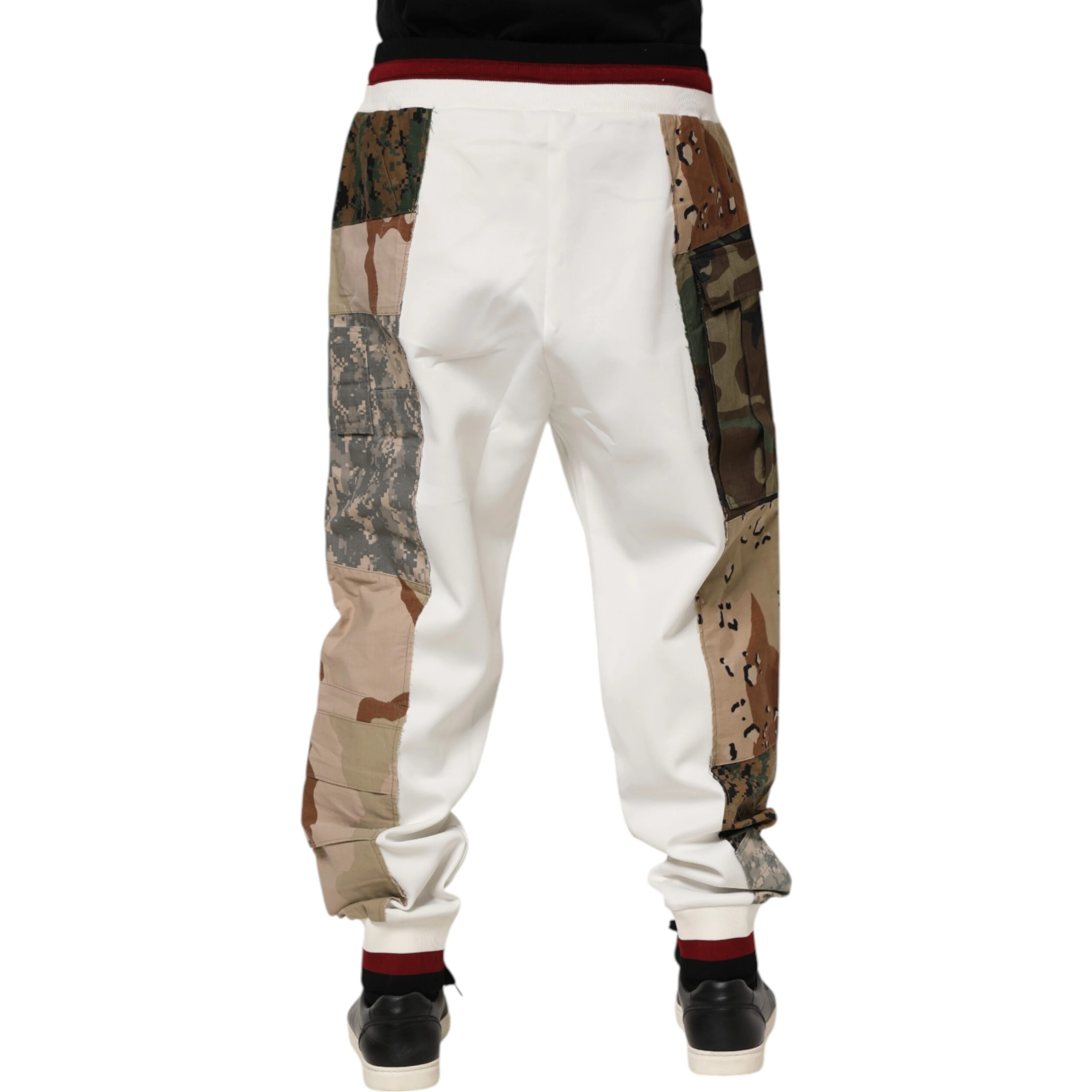 White Patchwork Jogger Pants