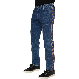Blue Cotton Logo Plaque Denim Jeans