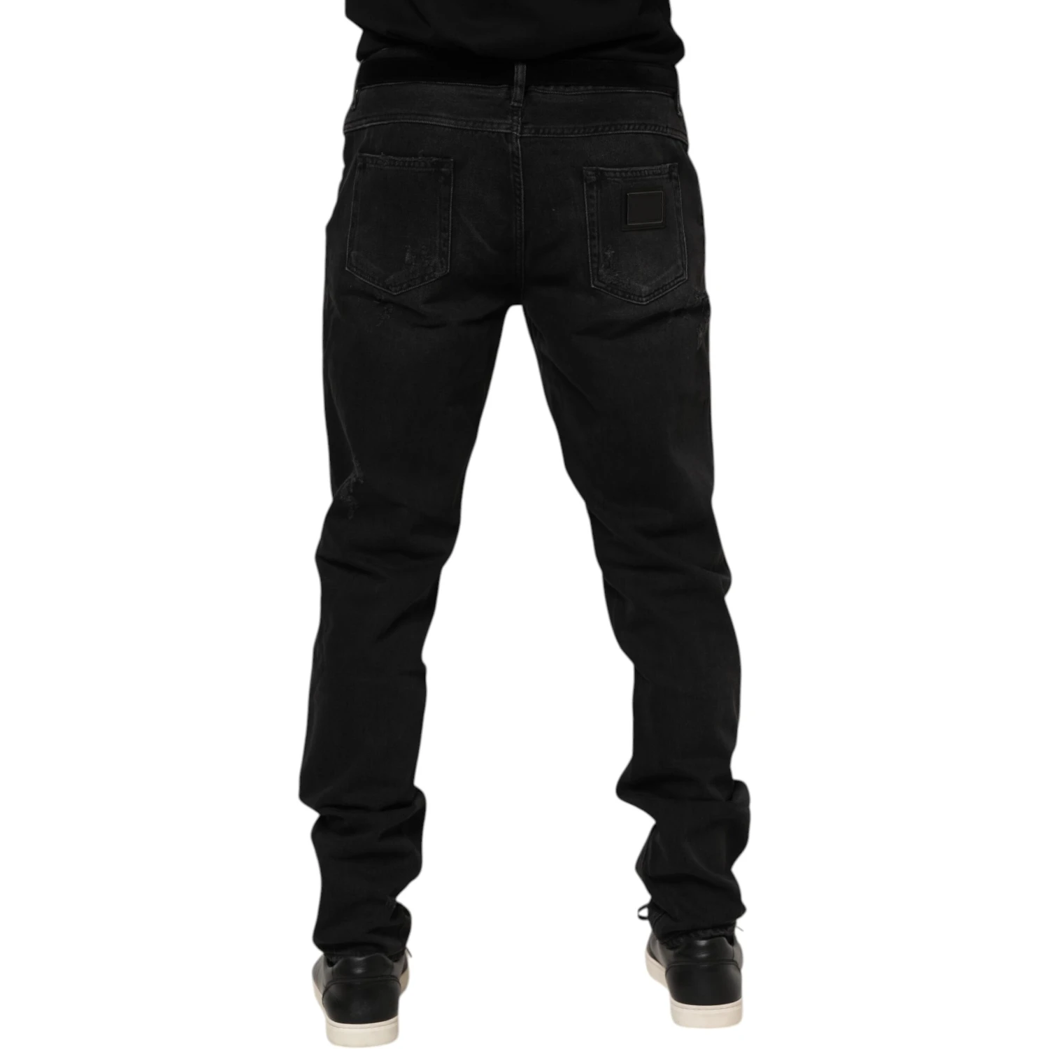 Black Cotton Logo Plaque Skinny Denim Jeans