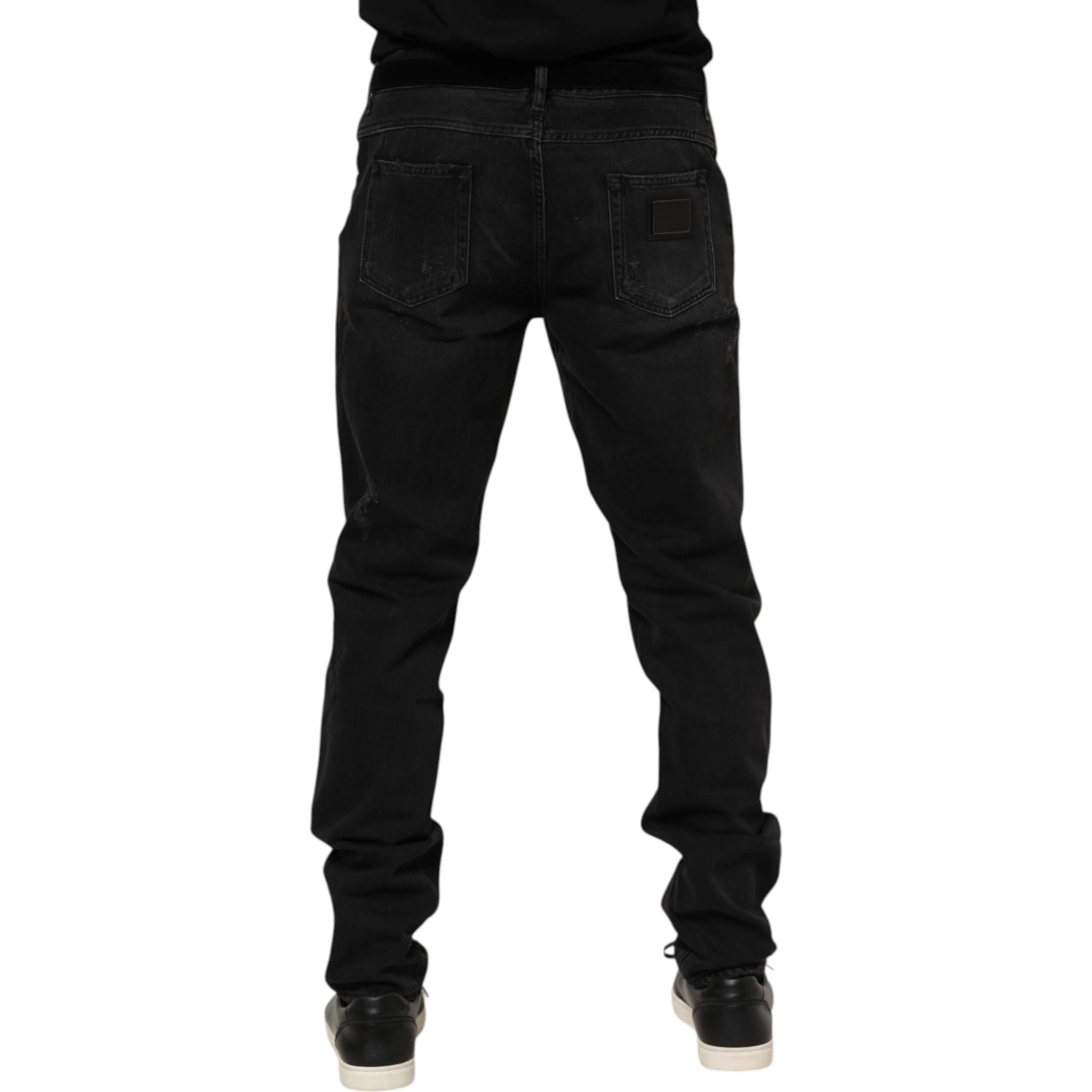 Black Cotton Logo Plaque Skinny Denim Jeans