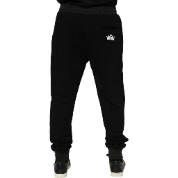 Black Cotton Crown Jogger Sweatpants Pants