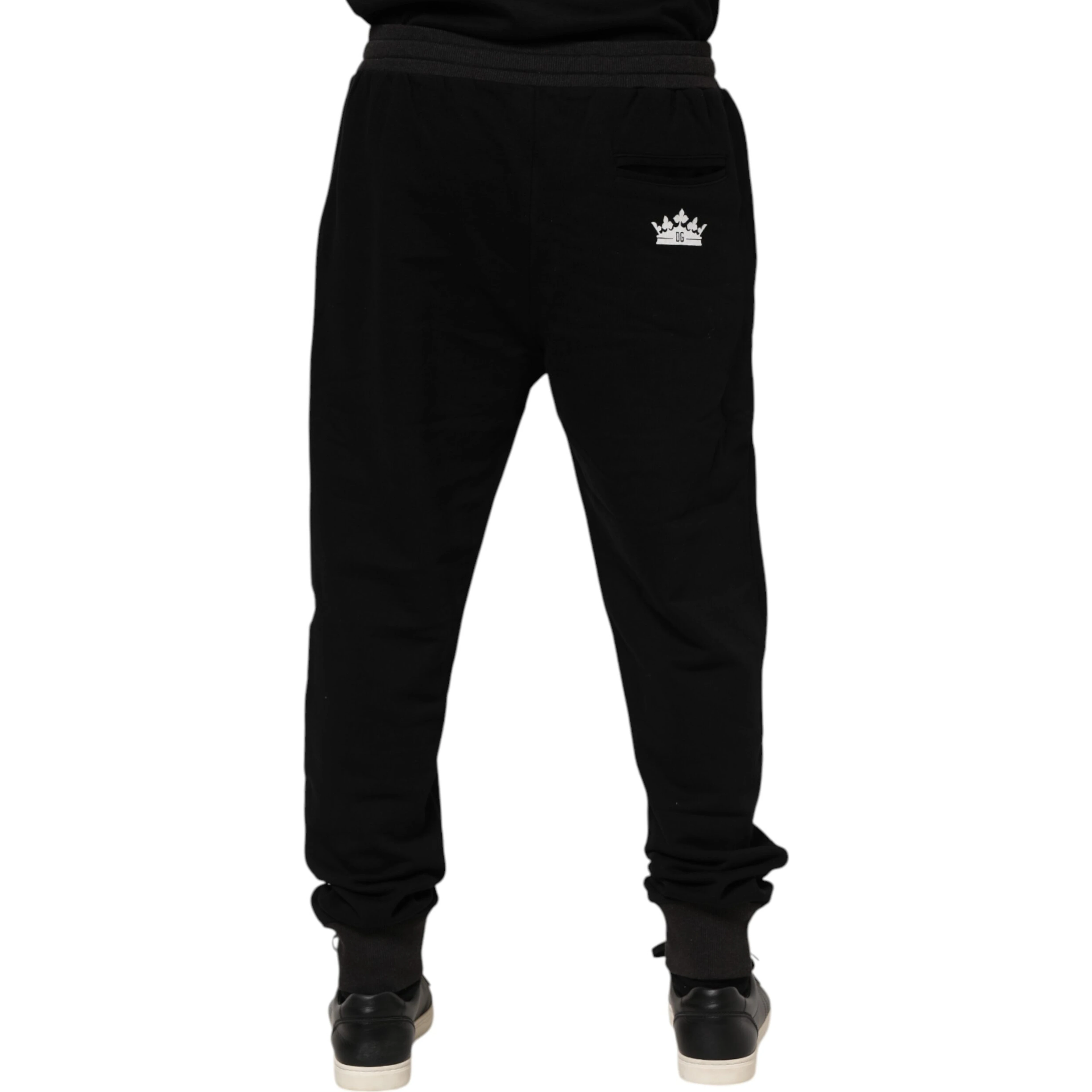 Black Cotton Crown Jogger Sweatpants Pants
