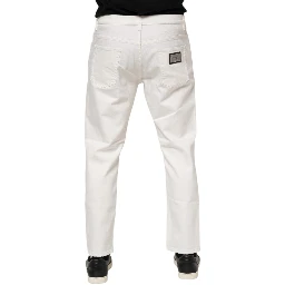 White Cotton Loose Men Denim Jeans