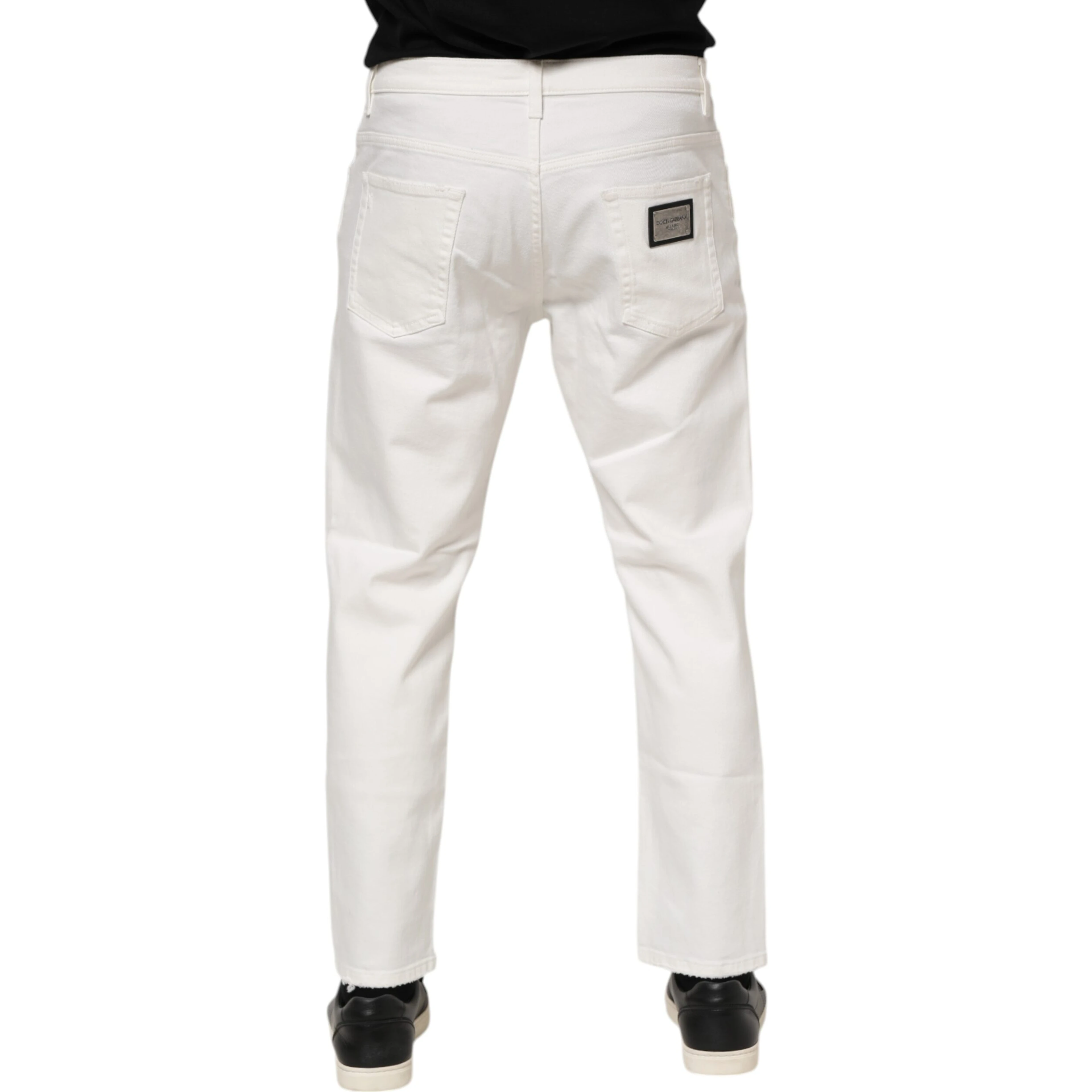 White Cotton Loose Men Denim Jeans