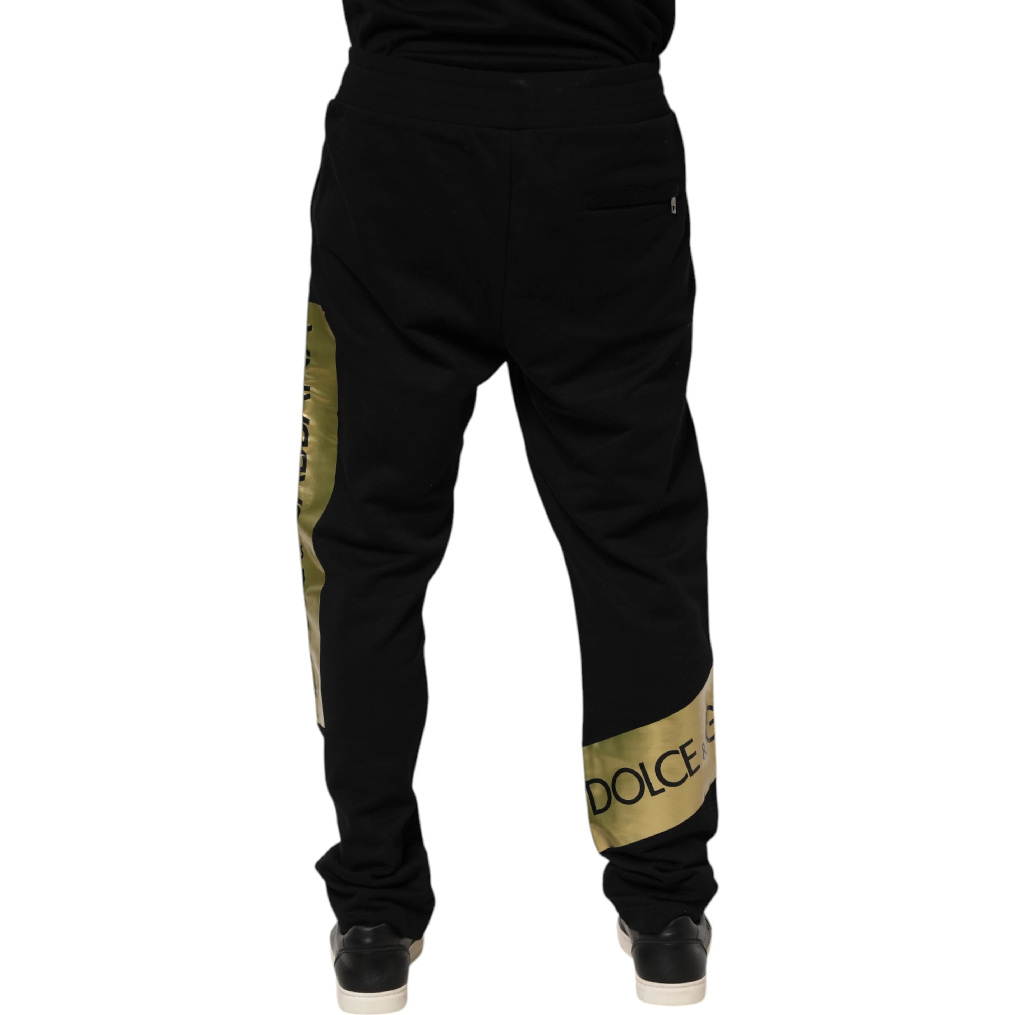 Black Cotton Logo Tape Men Jogger Pants