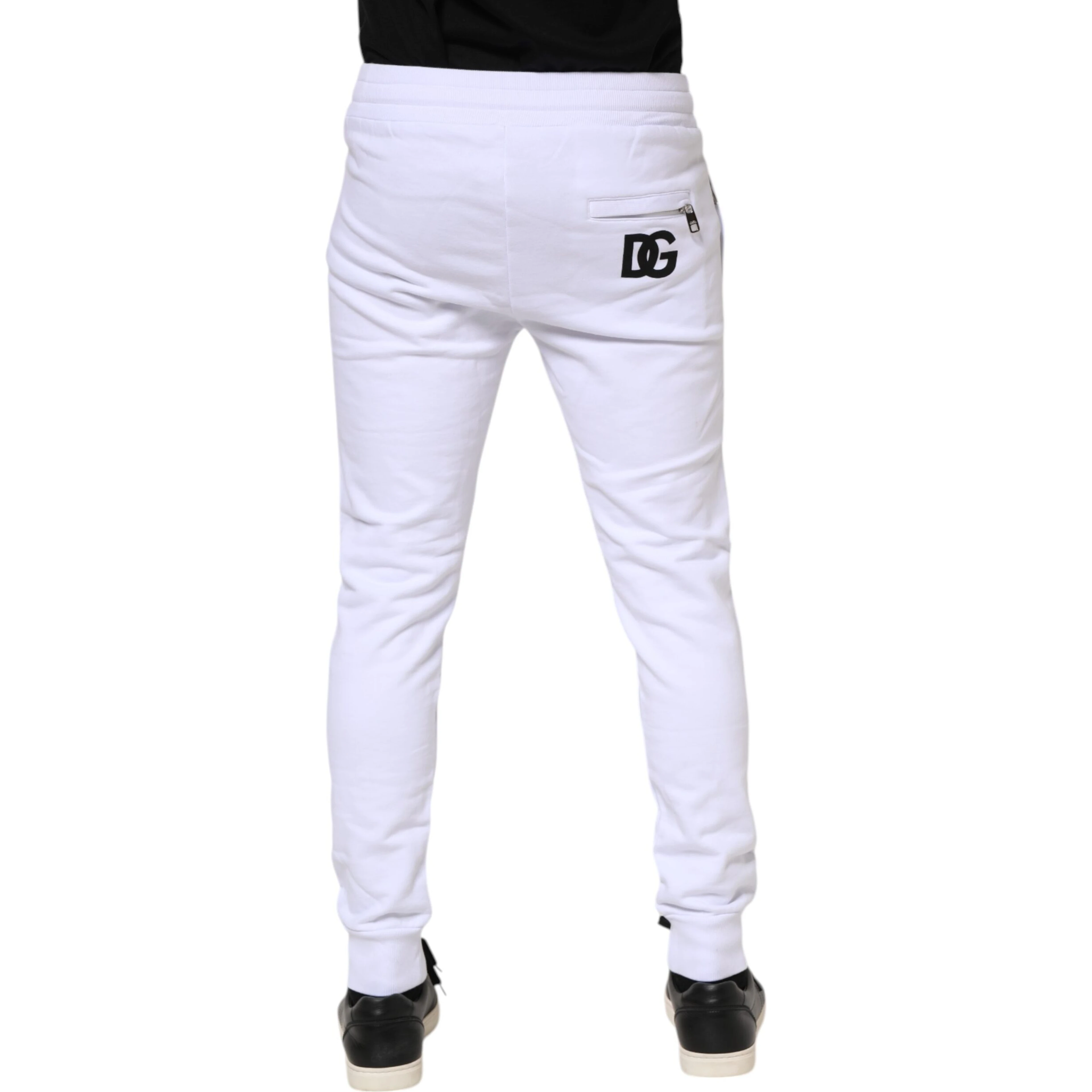 White Cotton Drawstring Jogger Pants
