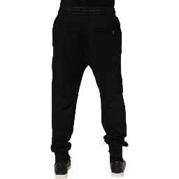 Black Cotton Drawstring Jogger Pants