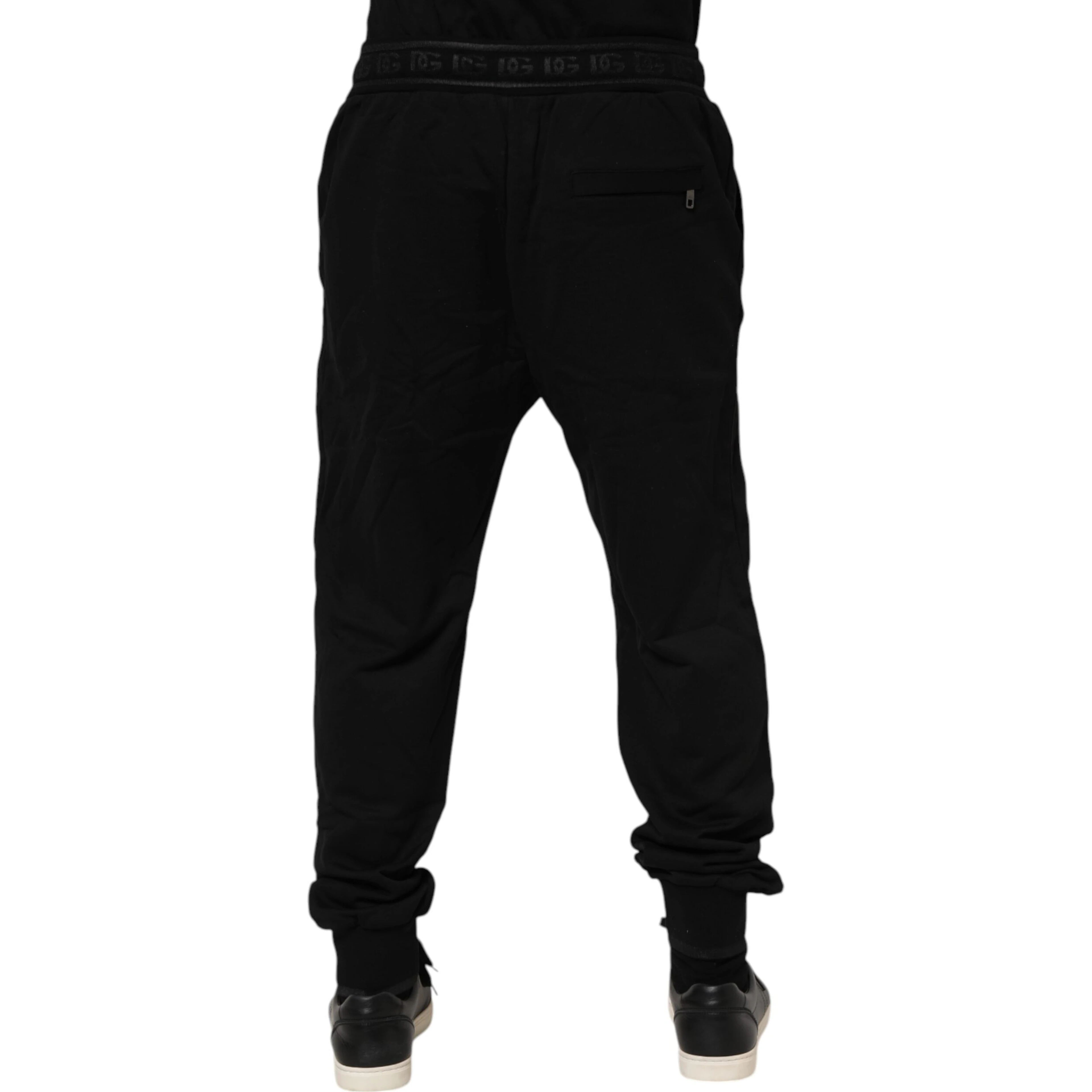 Black Cotton Drawstring Jogger Pants