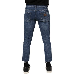 Blue Cotton Logo Plaque Denim Jeans