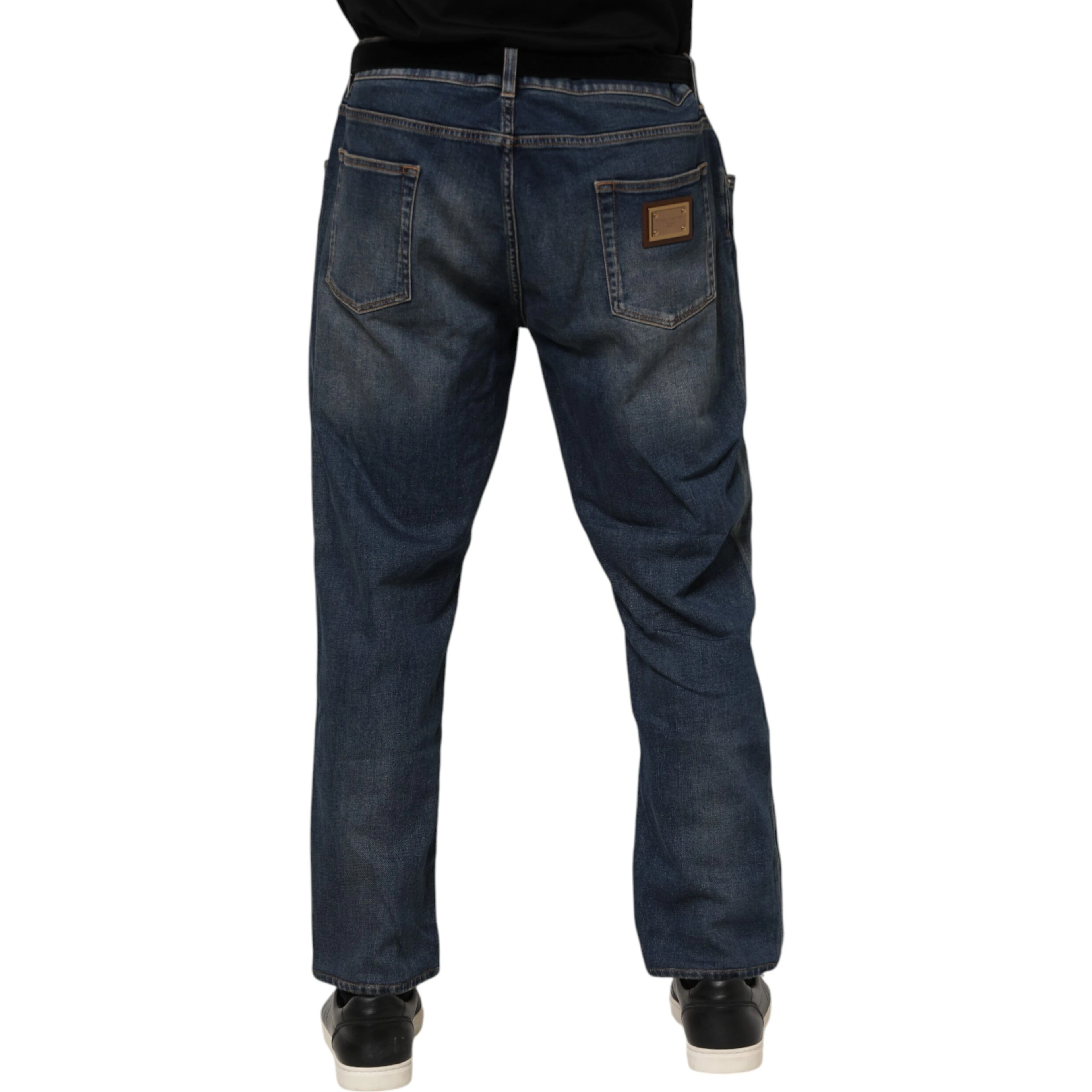 Blue Cotton Logo Plaque Slim Denim Jeans
