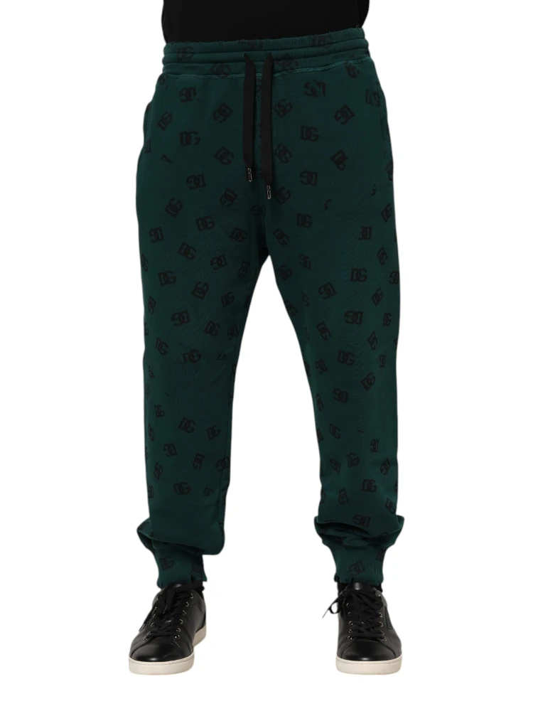 Green Logo Print Jogger Men Sweatpants Pants