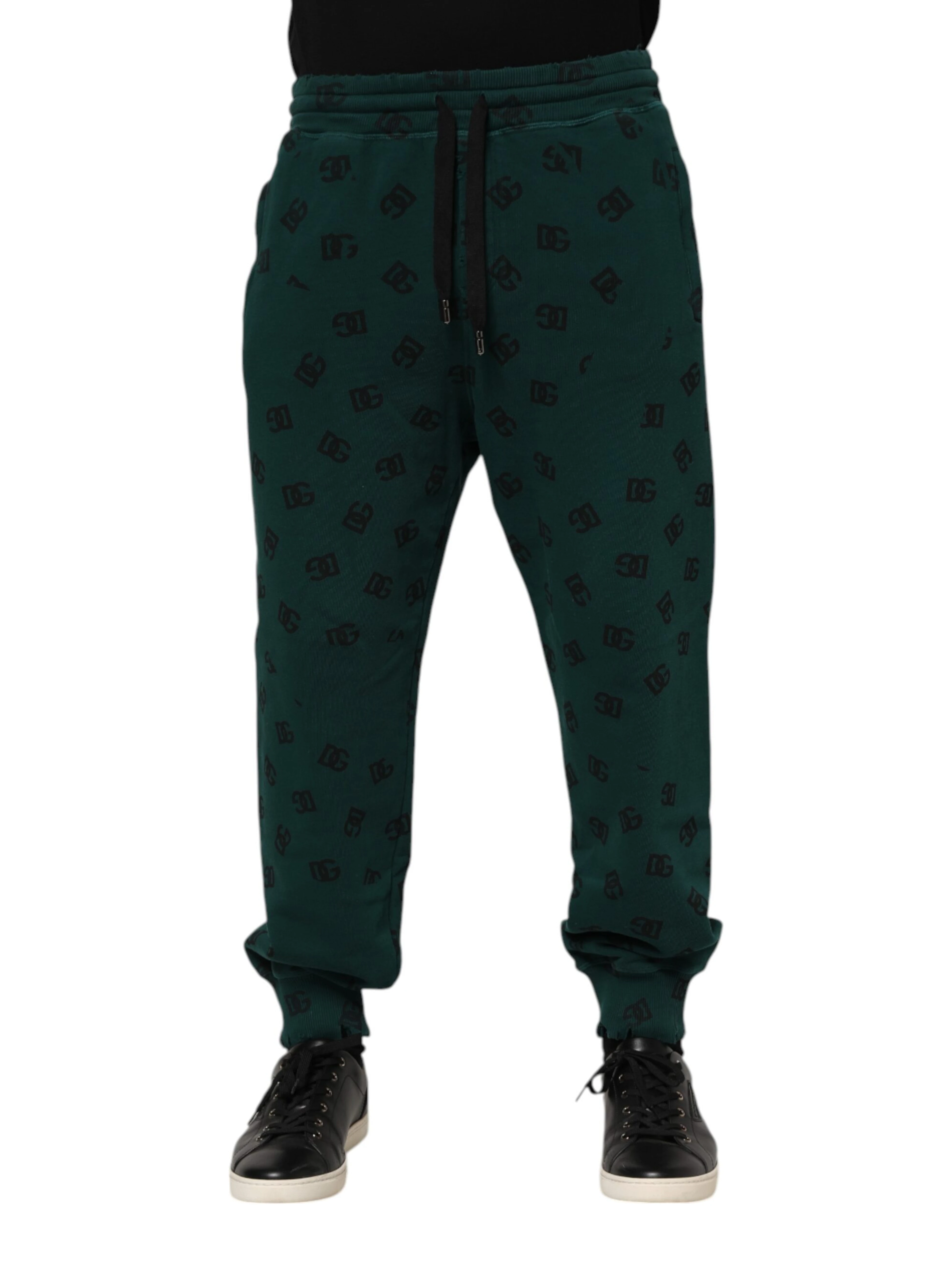 Green Logo Print Jogger Men Sweatpants Pants