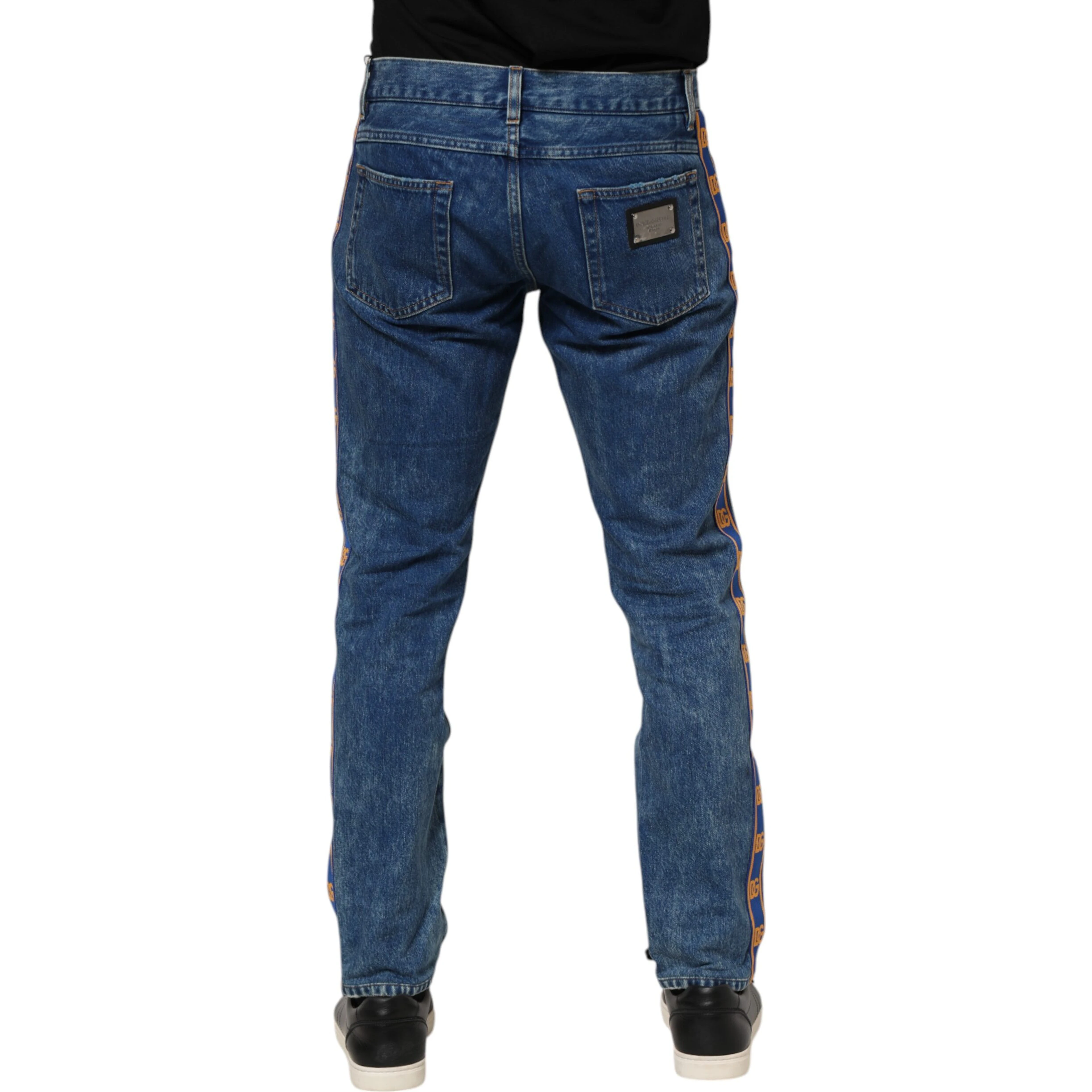 Blue Cotton Logo Plaque Denim Jeans