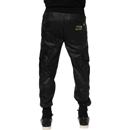 Black Cotton Cargo Men Jogger Pants