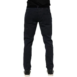 Blue Cotton Tapered Denim Jeans