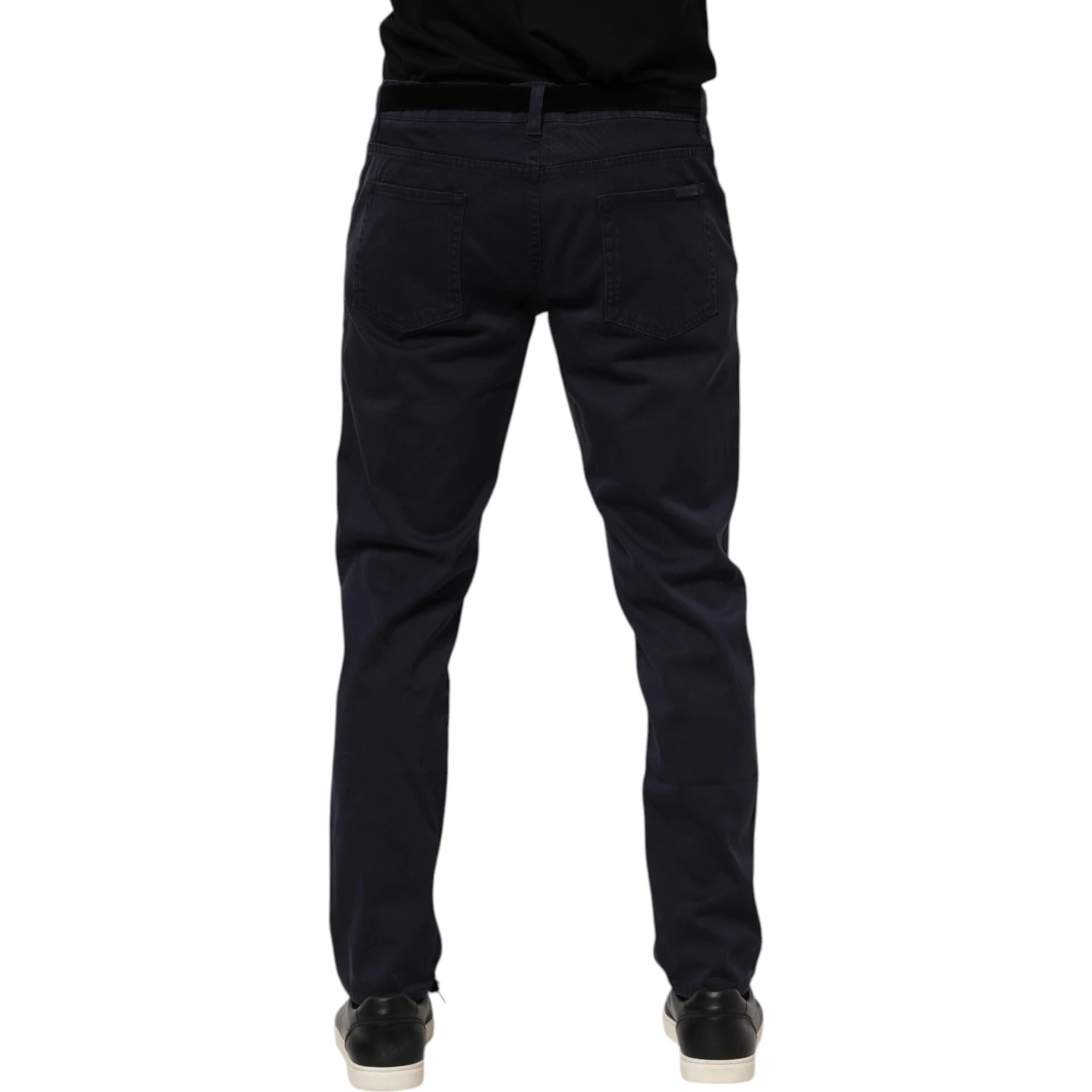 Blue Cotton Tapered Denim Jeans