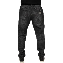 Gray Washed Cotton Loose Denim Jeans