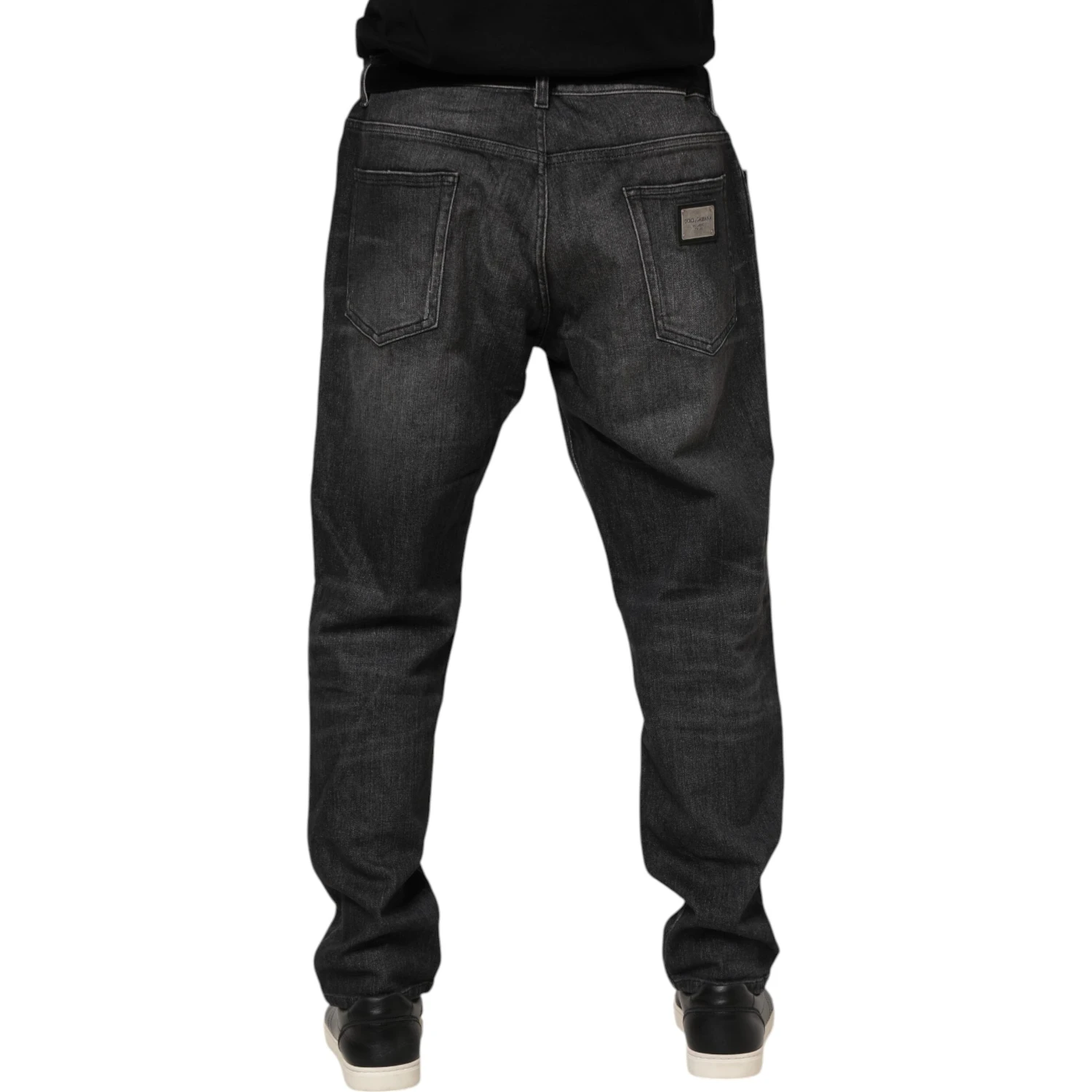 Gray Washed Cotton Loose Denim Jeans