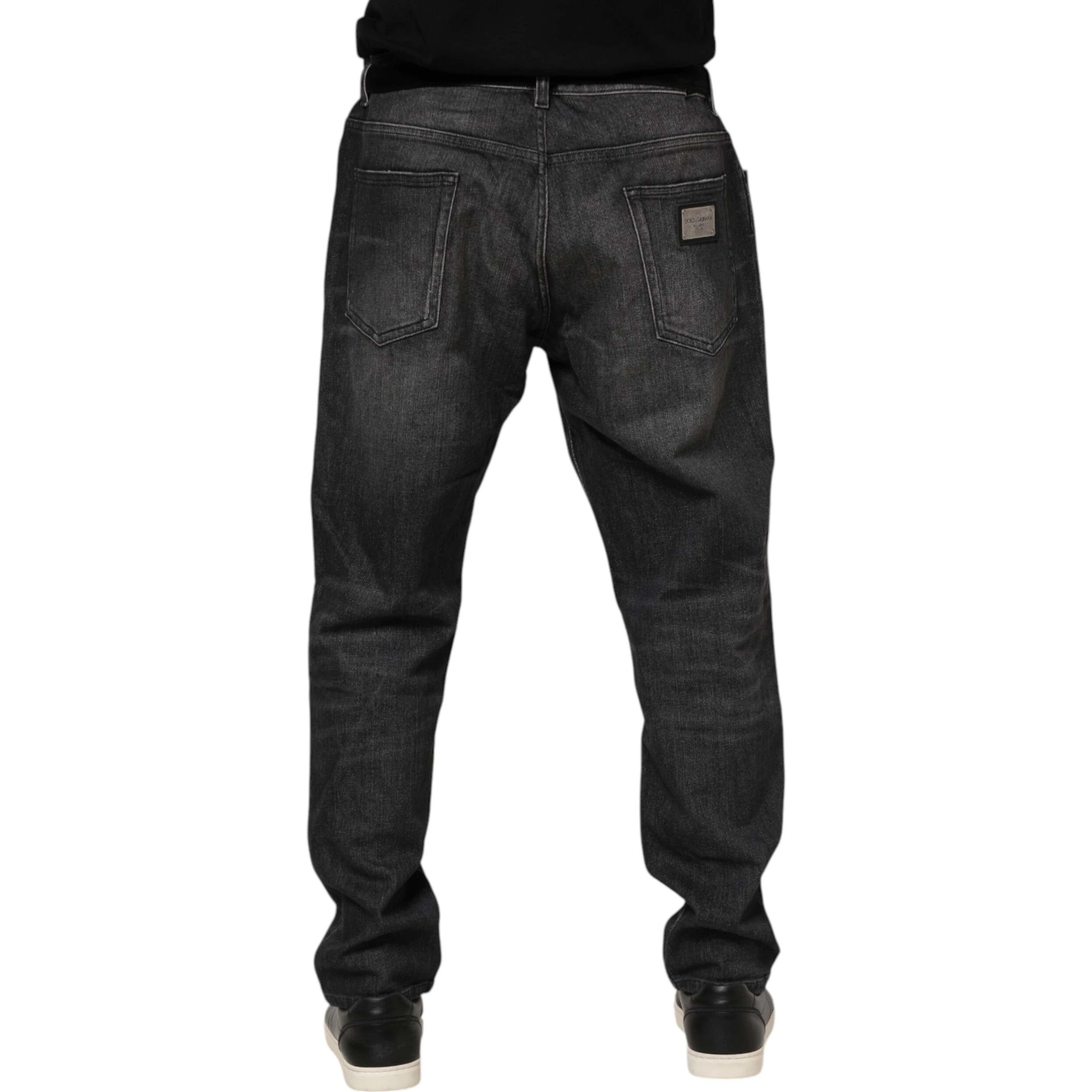 Gray Washed Cotton Loose Denim Jeans