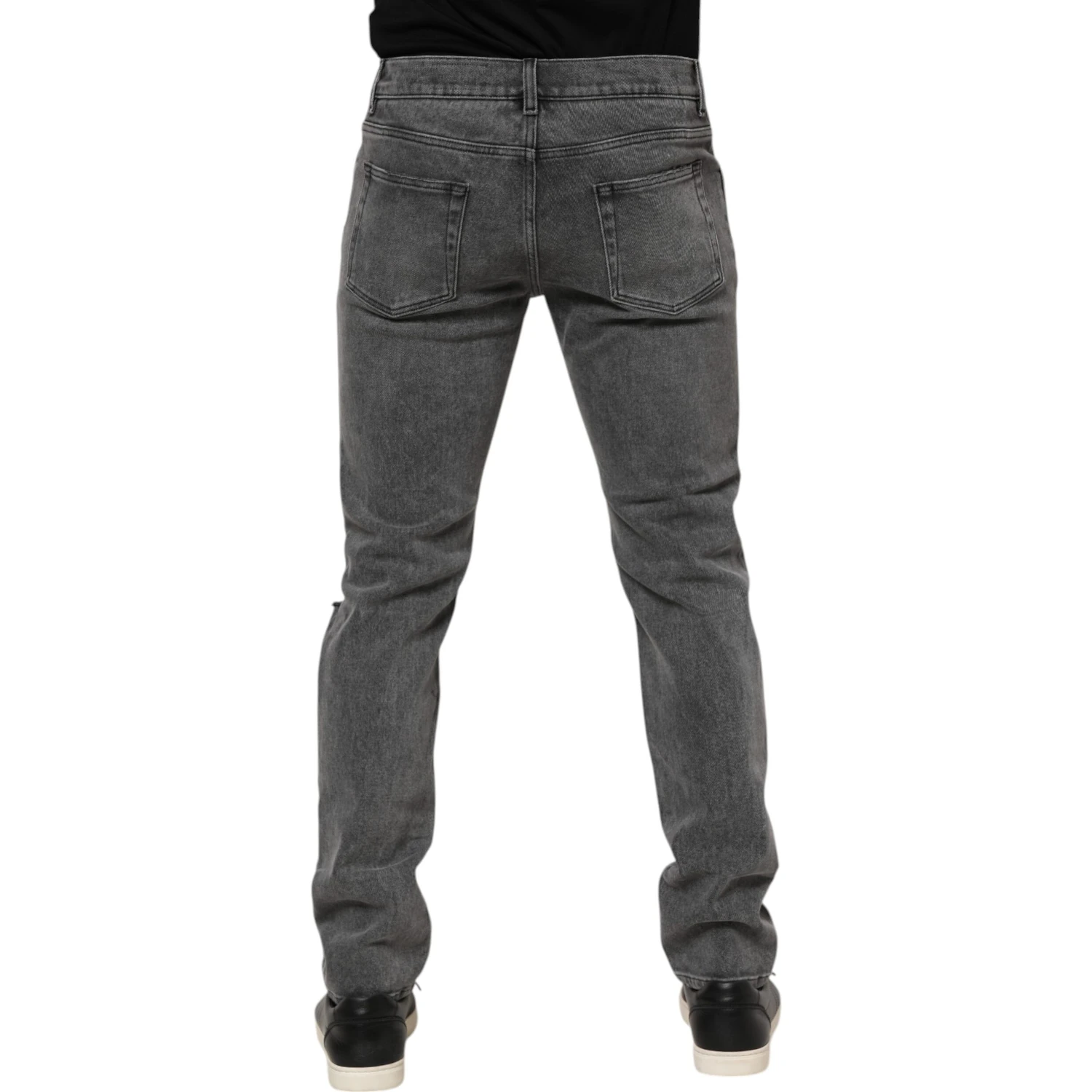 Gray Cotton Logo Plaque Denim Jeans