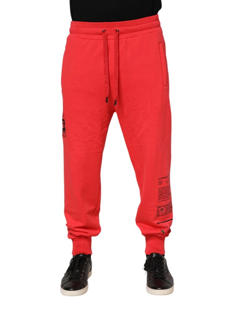 Red Cotton Men Jogger Sweatpants Pants