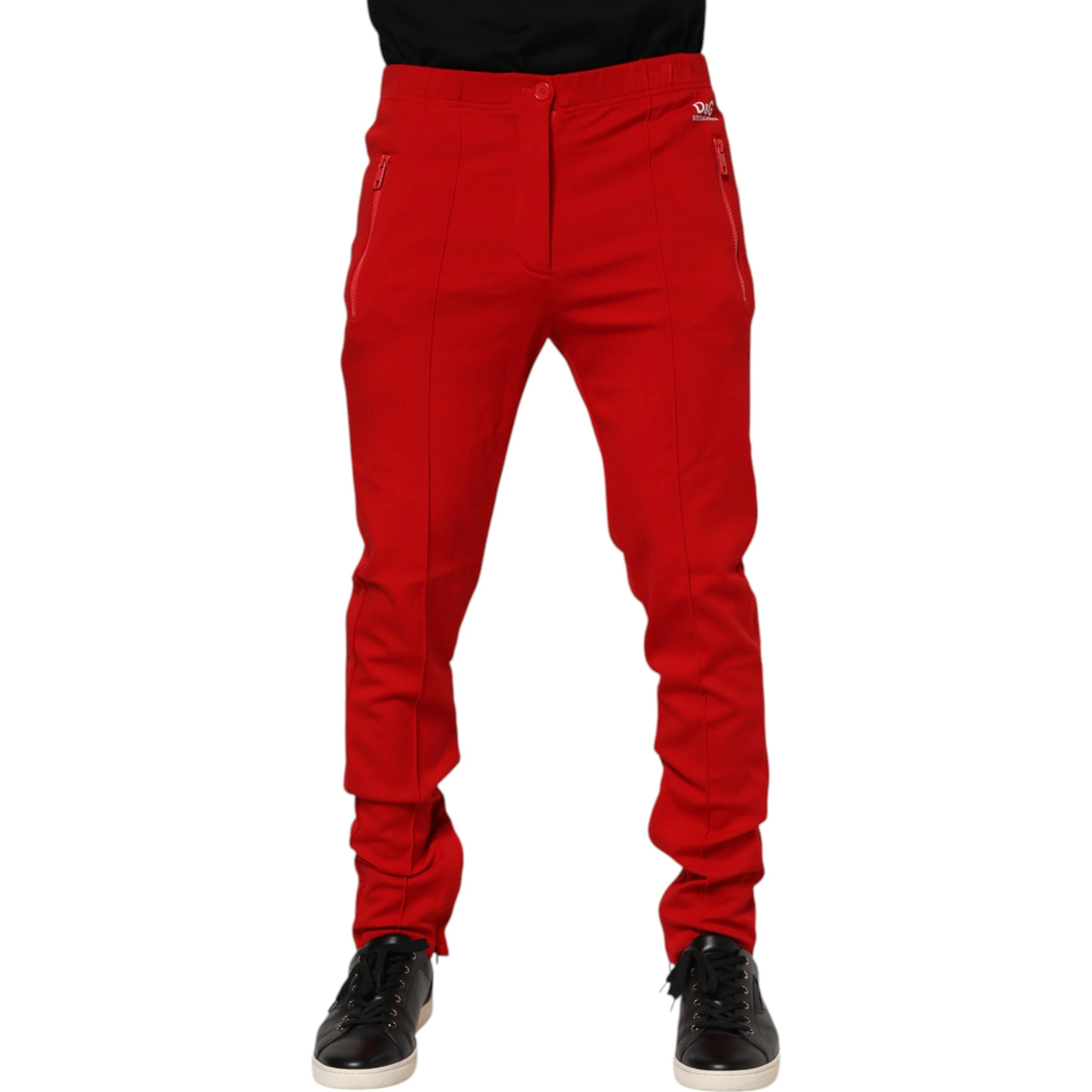 Red Viscose Logo Jogger Men Sweatpants Pants