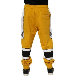 Yellow Cotton Logo Drawstring Jogger Sweatpants Pants