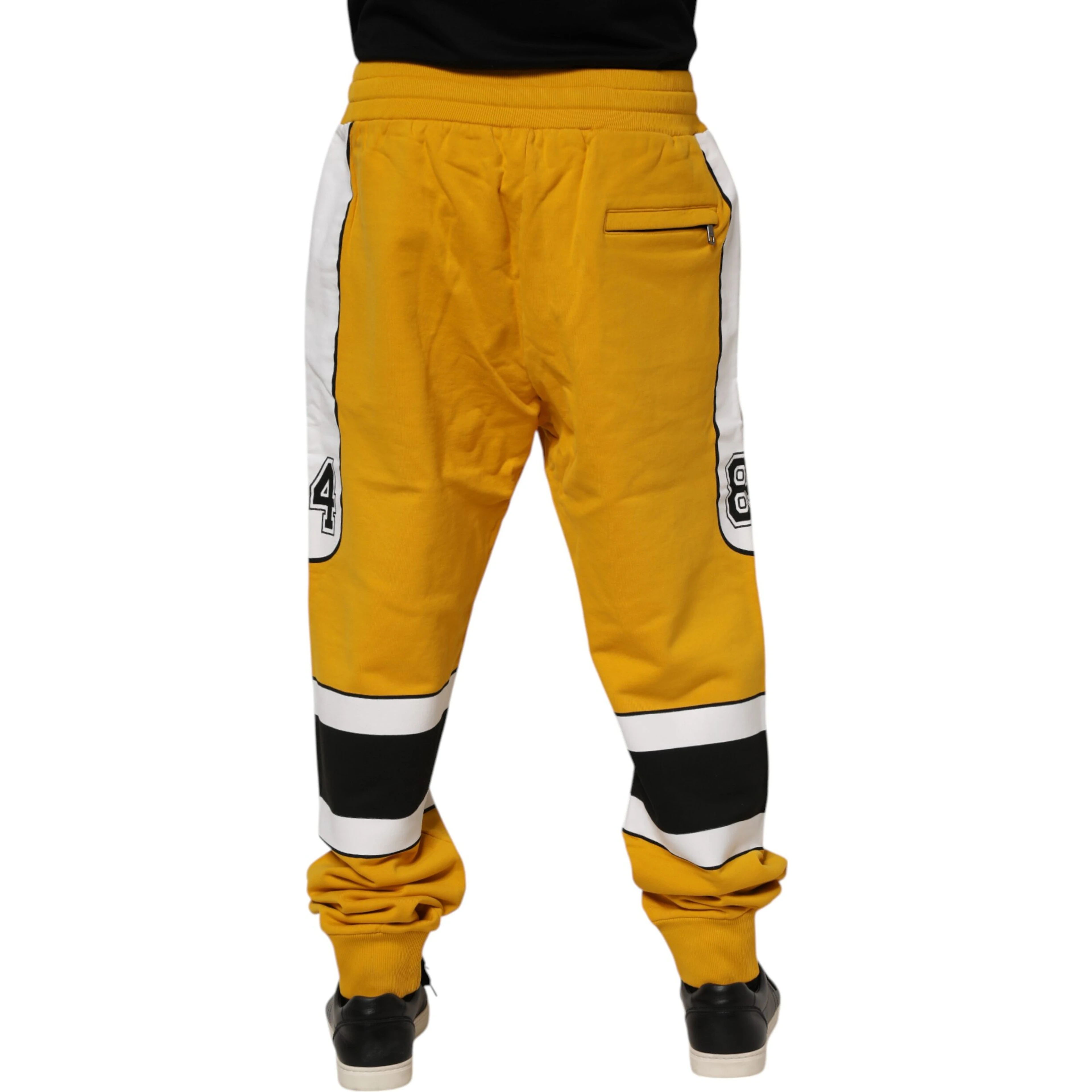 Yellow Cotton Logo Drawstring Jogger Sweatpants Pants