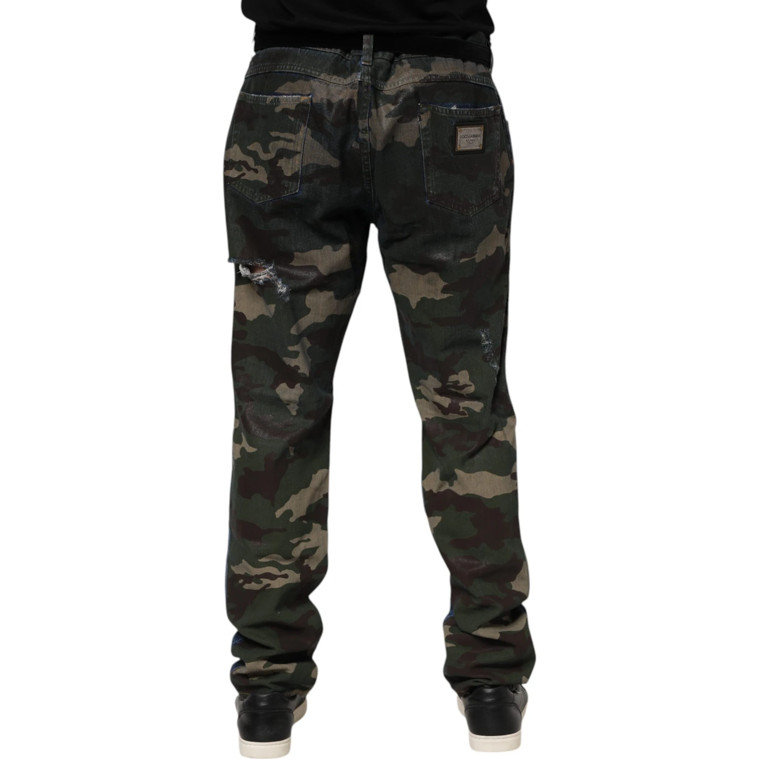 Blue Cotton Camouflage Denim Jeans