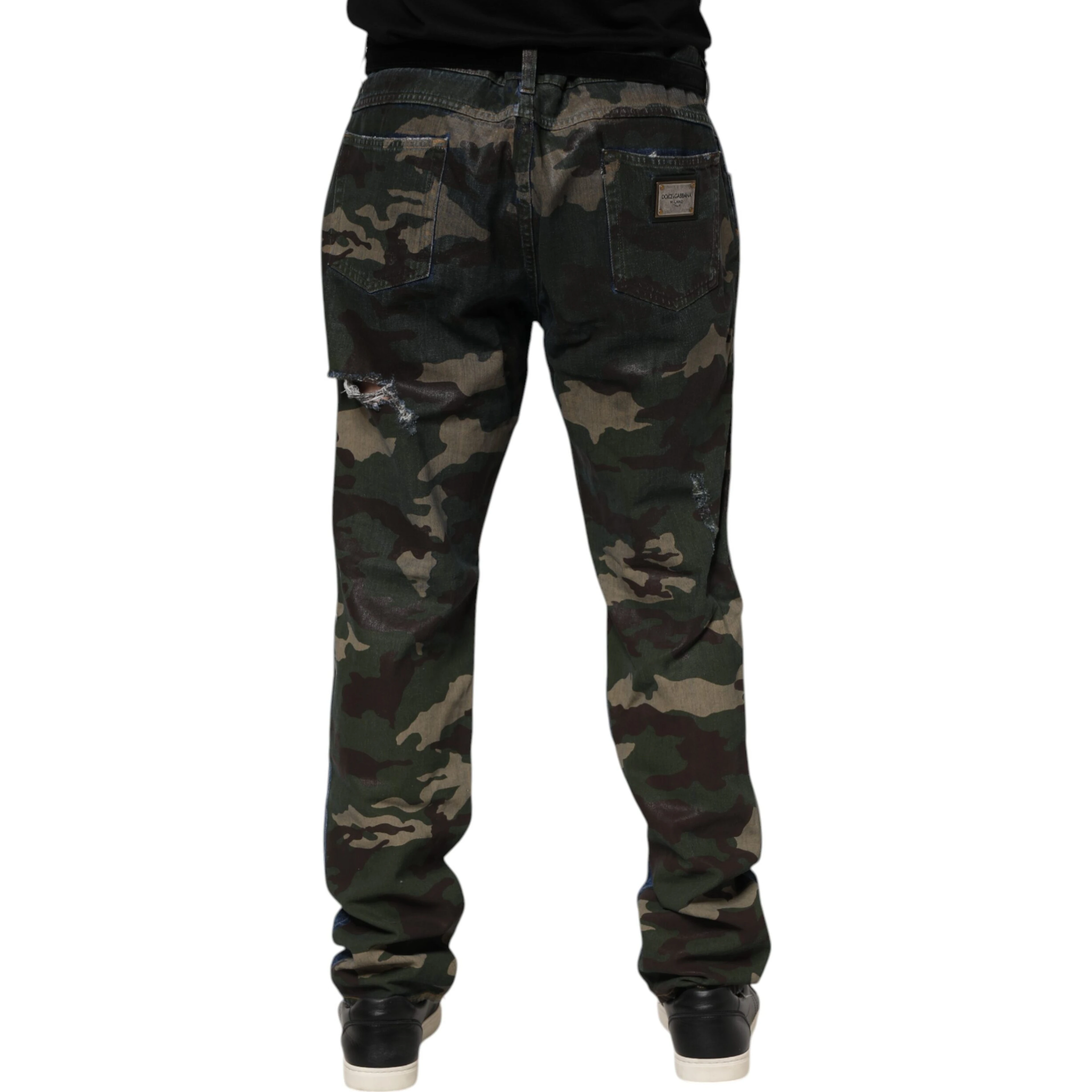 Blue Cotton Camouflage Denim Jeans