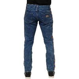 Blue Cotton Logo Plaque Denim Jeans